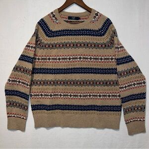 J. Crew Lambswool Nordic Patterned Beige Sweater